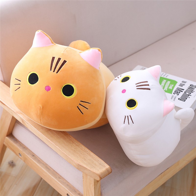 Almohada de dibujos animados de animales suaves de tamaño pequeño de 25 cm: lindo juguete de peluche de gato para regalo de cumpleaños infantil.