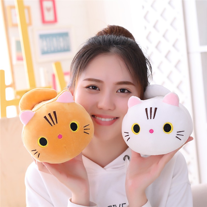 Almohada de dibujos animados de animales suaves de tamaño pequeño de 25 cm: lindo juguete de peluche de gato para regalo de cumpleaños infantil.
