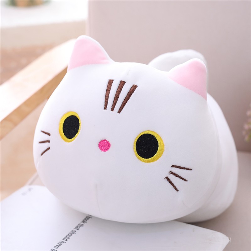 Almohada de dibujos animados de animales suaves de tamaño pequeño de 25 cm: lindo juguete de peluche de gato para regalo de cumpleaños infantil.