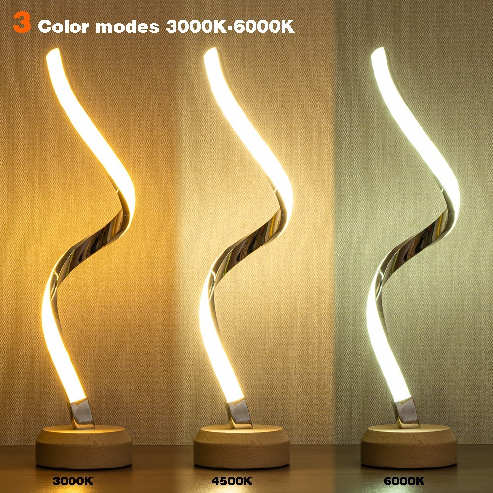 Lámpara de mesa LED en espiral - Lámpara de escritorio curva moderna