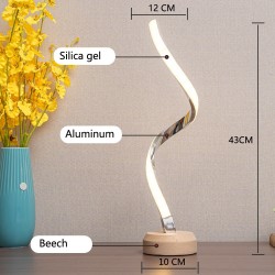 Lámpara de mesa LED en espiral - Lámpara de escritorio curva moderna