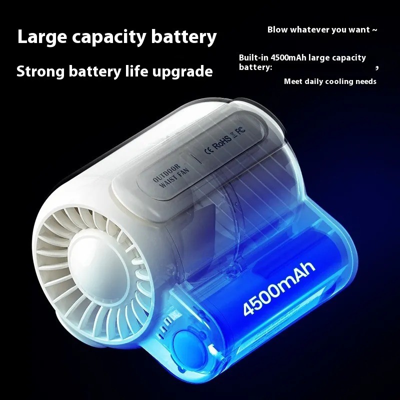 Ventilador portátil de gran tamaño con carga USB para deportes al aire libre y trabajo