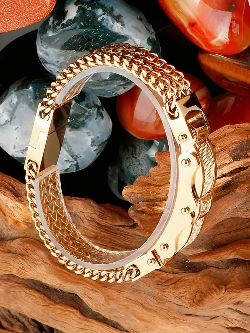 Pulsera de cadena de acero de titanio estilo hip hop para hombre