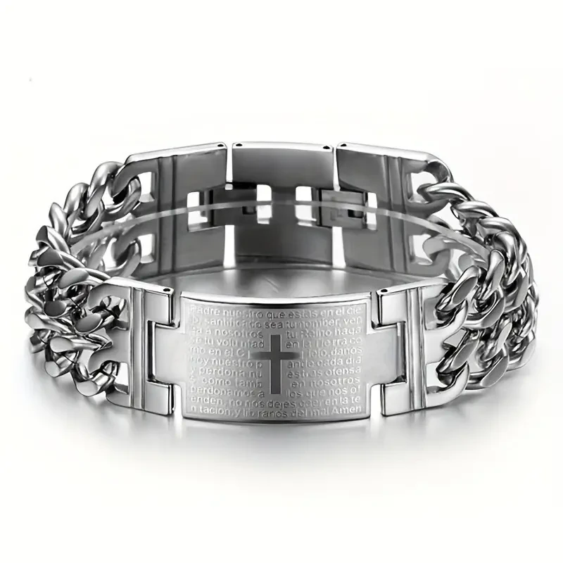 Pulsera de cadena cubana estilo punk para hombre: joyería duradera de acero inoxidable con un estilo inolvidable.