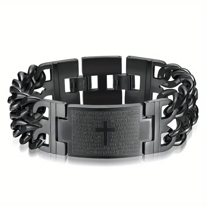 Pulsera de cadena cubana estilo punk para hombre: joyería duradera de acero inoxidable con un estilo inolvidable.