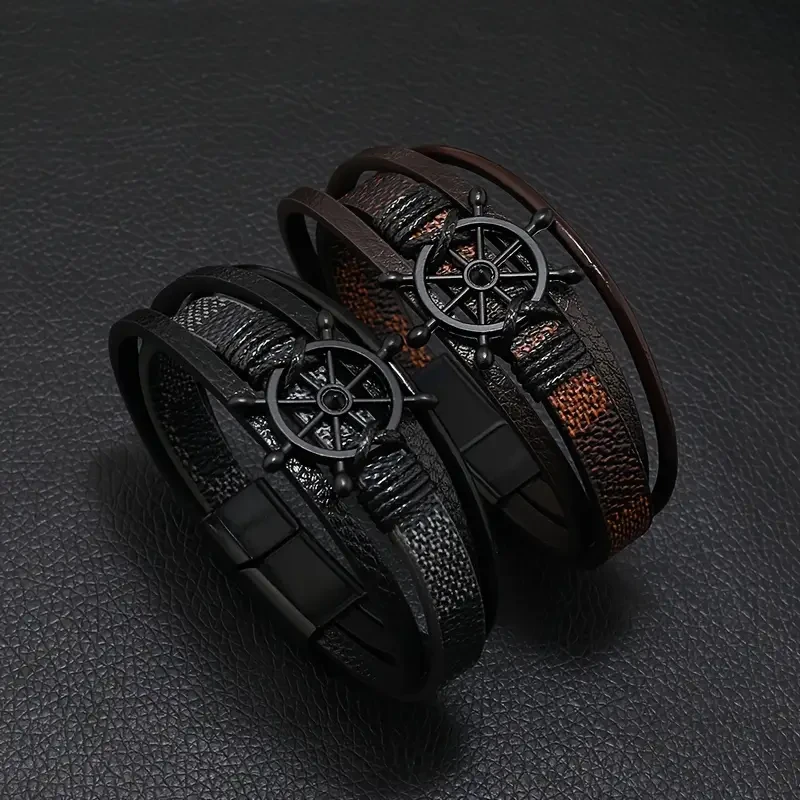 Pulsera con hebilla magnética de aleación de PU para hombre, estilo retro, gran oferta.