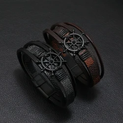 Pulsera con hebilla magnética de aleación de PU para hombre, estilo retro, gran oferta.