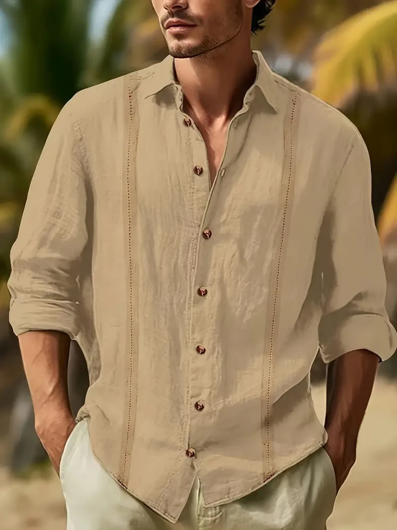 Camisa informal de manga larga para hombre, corte holgado, estilo urbano, tendencia de moda coreana, colección verano-primavera, ropa para hombre, regalo.