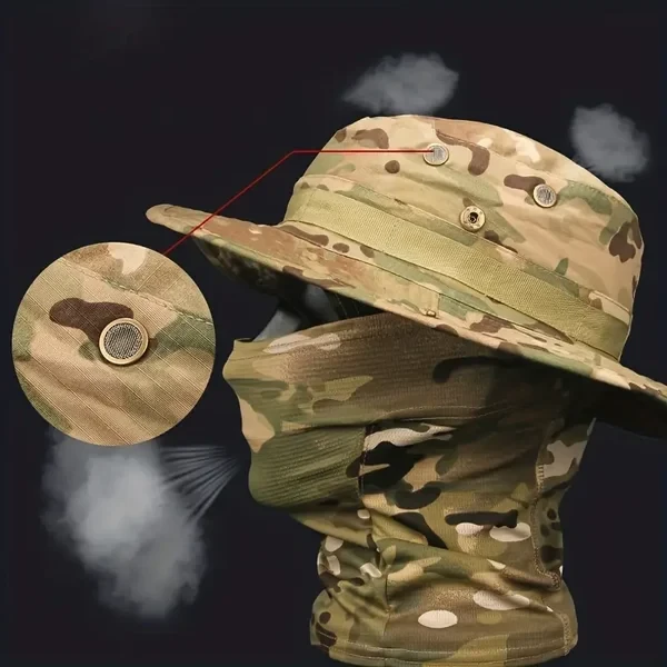 Conjunto de gorro boonie con mascarilla y polaina refrescante para el cuello