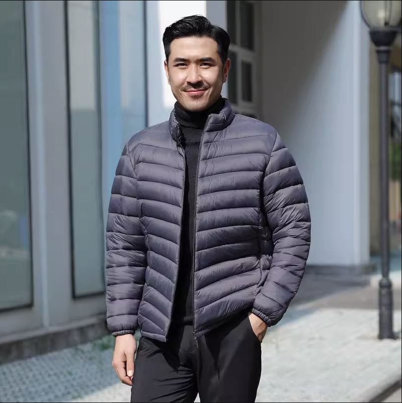 Chaqueta corta de plumón de algodón para hombre, talla grande