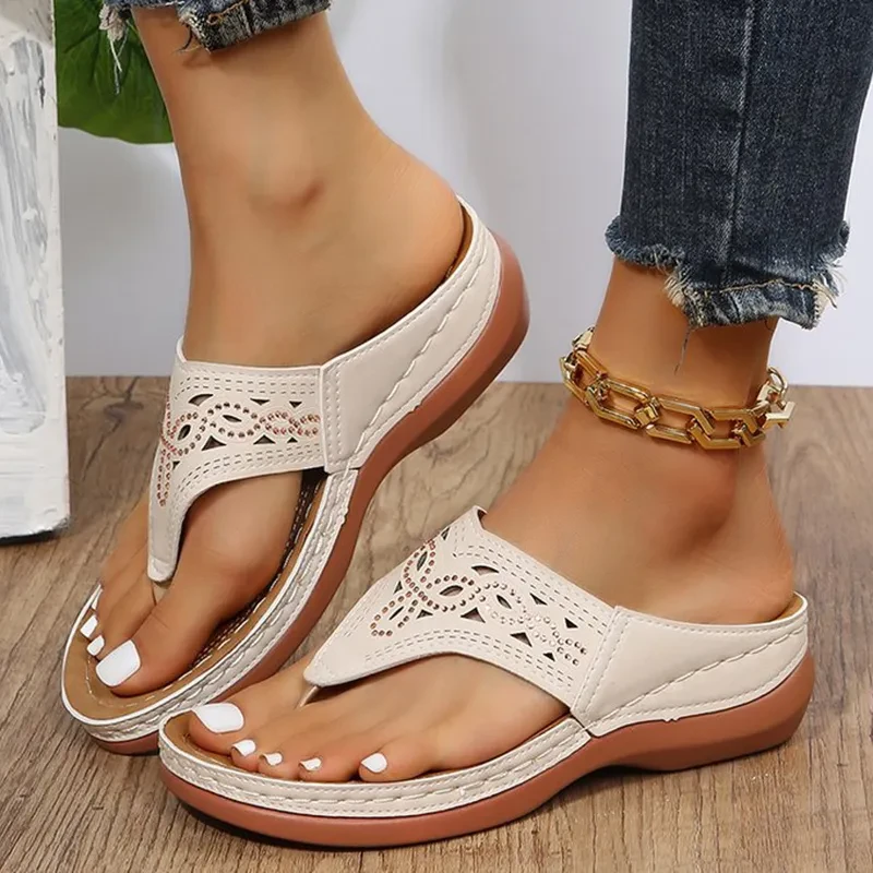 Sandalias de cuña con punta de clip para mujer de verano