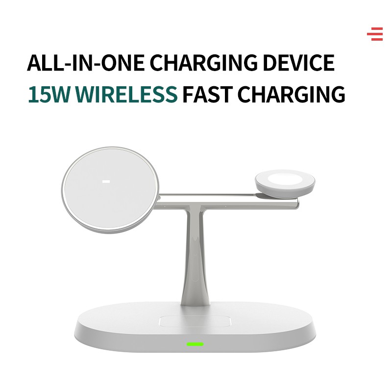 Cargador inalámbrico magnético 3 en 1: estación de carga rápida para iPhone, Apple Watch y AirPods