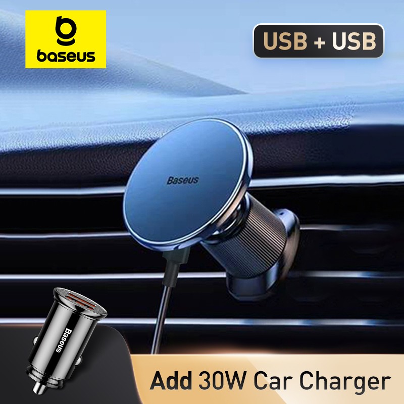 Baseus - Soporte magnético inalámbrico para coche (carga rápida de 15 W) para iPhone 15, 14 y 13 Pro Max