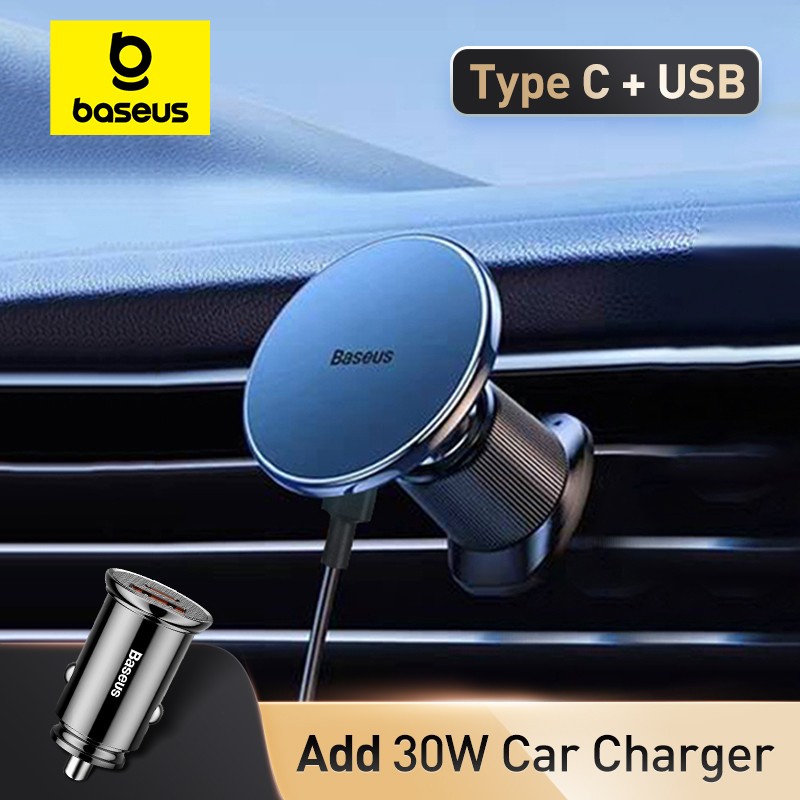 Baseus - Soporte magnético inalámbrico para coche (carga rápida de 15 W) para iPhone 15, 14 y 13 Pro Max