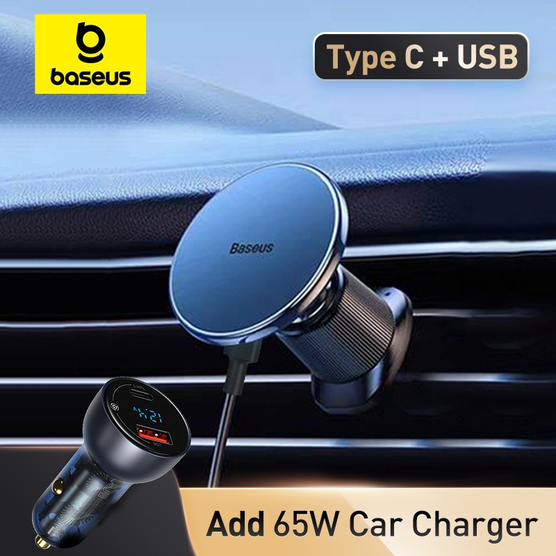 Baseus - Soporte magnético inalámbrico para coche (carga rápida de 15 W) para iPhone 15, 14 y 13 Pro Max