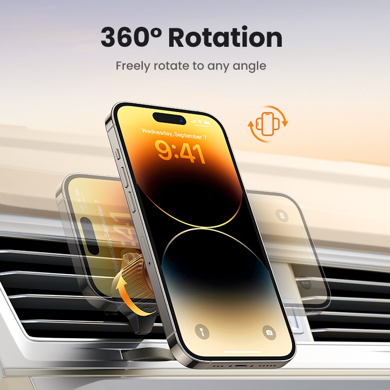 Soporte magnético para teléfono de coche UGREEN con cargador inalámbrico para iPhone 15, 14 y 13 Pro Max