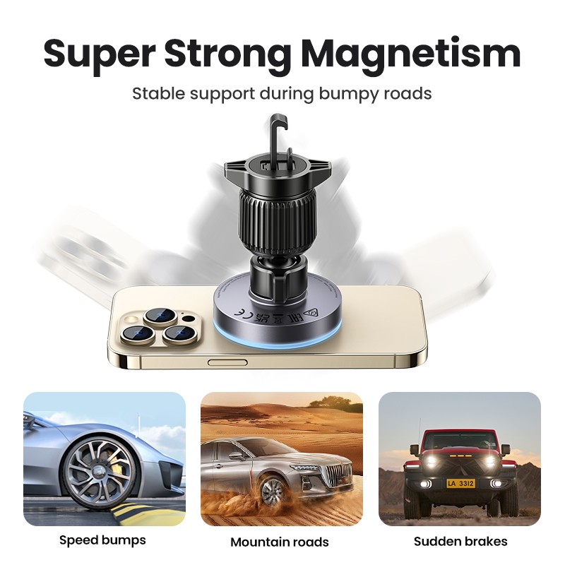 Soporte magnético para teléfono de coche UGREEN con cargador inalámbrico para iPhone 15, 14 y 13 Pro Max