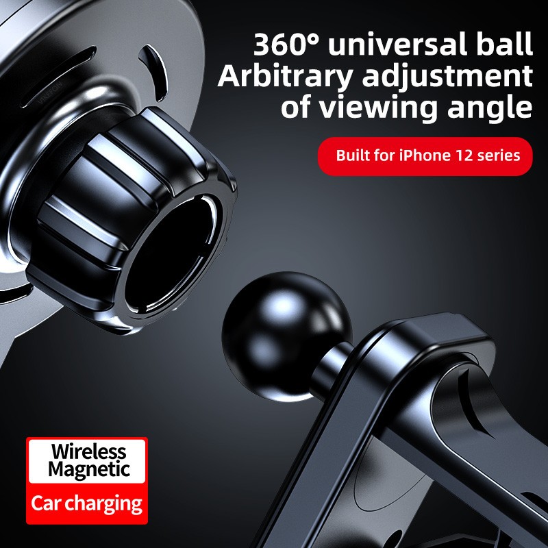 Cargador inalámbrico magnético para coche de 30 W con soporte para rejilla de ventilación - Soporte de carga rápida para iPhone 12, 13, 14, 15 Pro Max Mini
