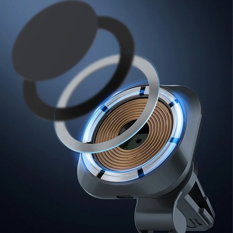 Cargador inalámbrico magnético para coche de 30 W con soporte para rejilla de ventilación - Soporte de carga rápida para iPhone 12, 13, 14, 15 Pro Max Mini