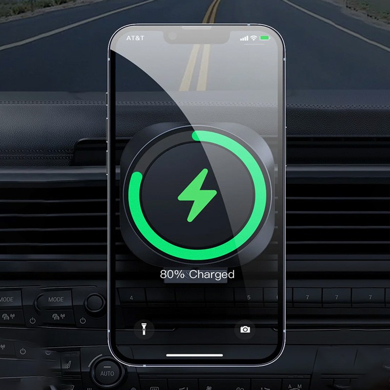 Cargador inalámbrico magnético para coche de 30 W con soporte para rejilla de ventilación - Soporte de carga rápida para iPhone 12, 13, 14, 15 Pro Max Mini