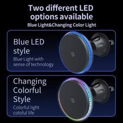 Cargador inalámbrico magnético para coche RGB de 30 W: soporte de carga rápida para iPhone 12, 13, 14 y 15 Pro Max