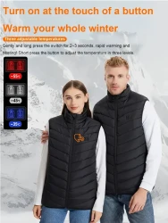 Chaleco calefactable sólido recargable por USB para hombre, chaqueta calefactora eléctrica inteligente con control de temperatura ajustable, equipo de abrigo para exteriores en invierno.