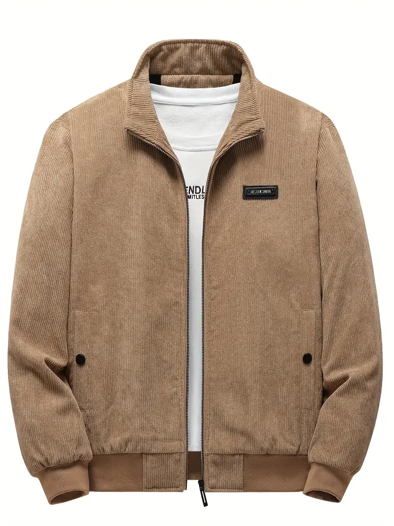 Chaqueta bomber de polar premium con cremallera para hombre: prenda informal y acogedora para conjuntos elegantes de otoño e invierno.