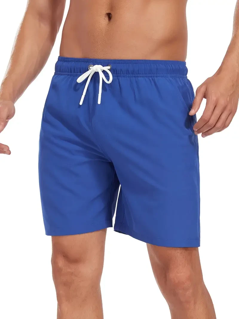 Elegantes pantalones cortos hawaianos para hombre con cierre de cordón, forro transpirable y bolsillos seguros, colores vibrantes y sólidos, secado rápido para disfrutar de la playa, la piscina y el resort, talla L.