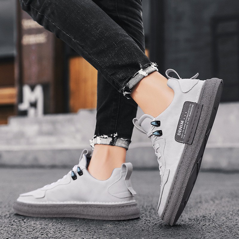 Zapatillas casuales versátiles de cuero para hombre