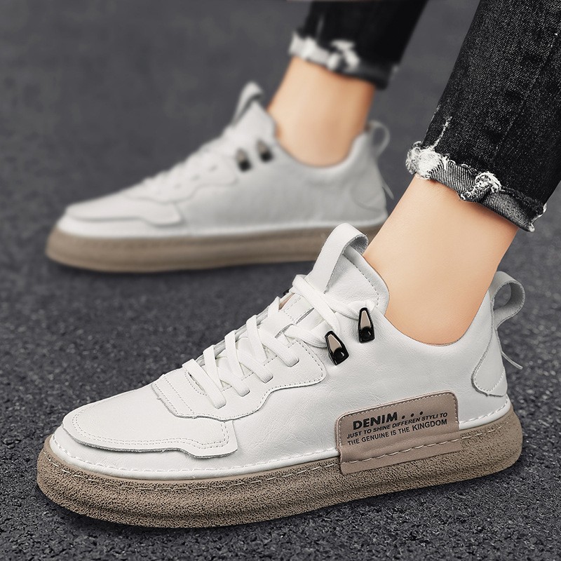Zapatillas casuales versátiles de cuero para hombre