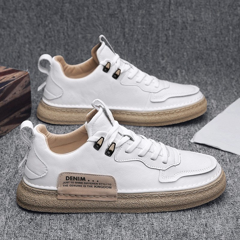 Zapatillas casuales versátiles de cuero para hombre