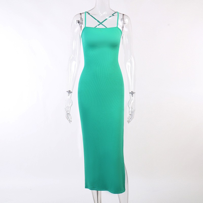 Vestido ajustado con espalda descubierta y tirantes para mujer