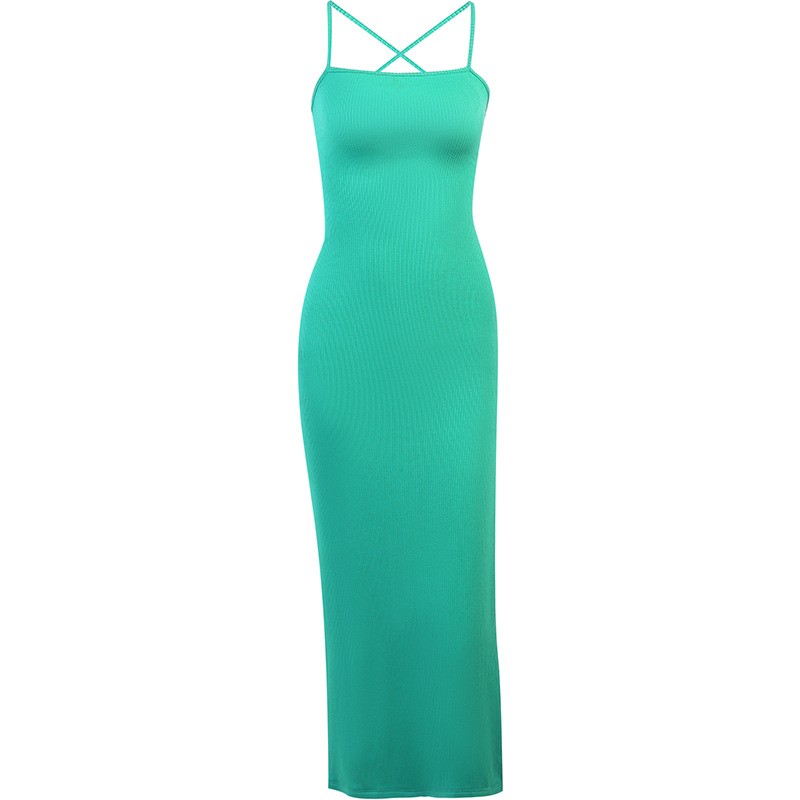 Vestido ajustado con espalda descubierta y tirantes para mujer