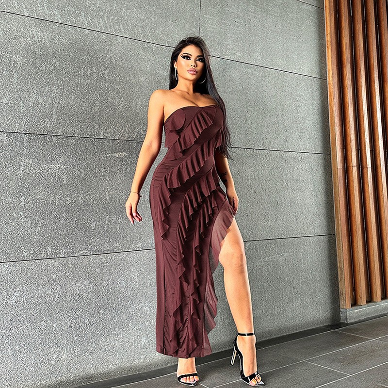 Vestido ajustado de verano con escote en V y abertura en la espalda para mujer