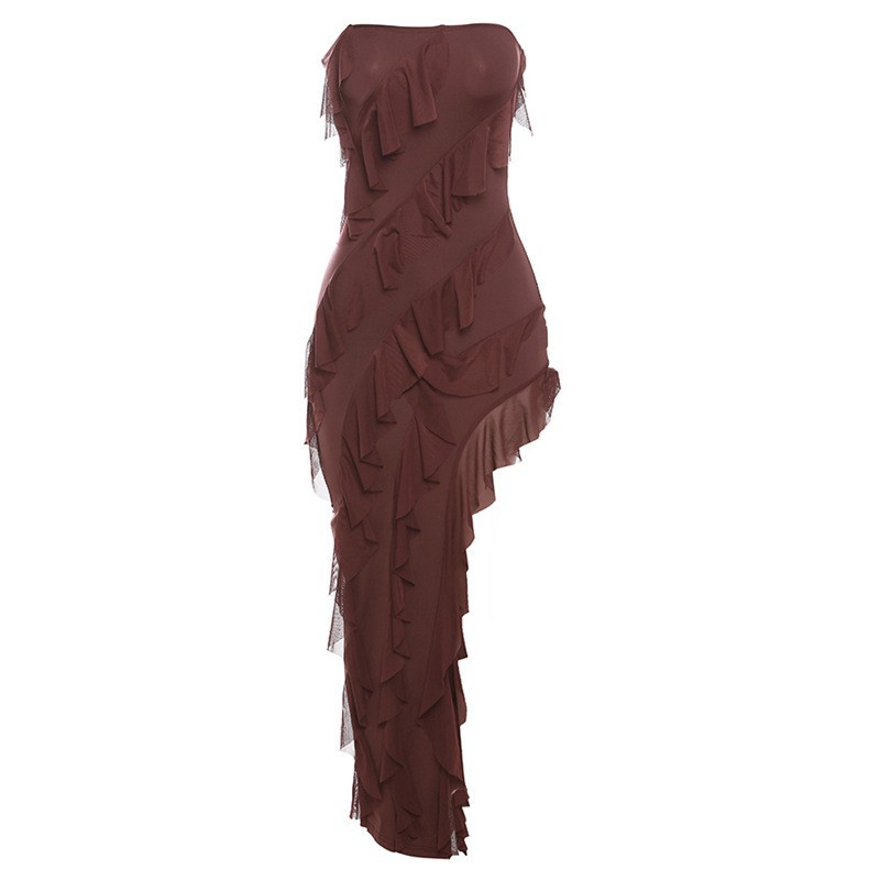 Vestido ajustado de verano con escote en V y abertura en la espalda para mujer
