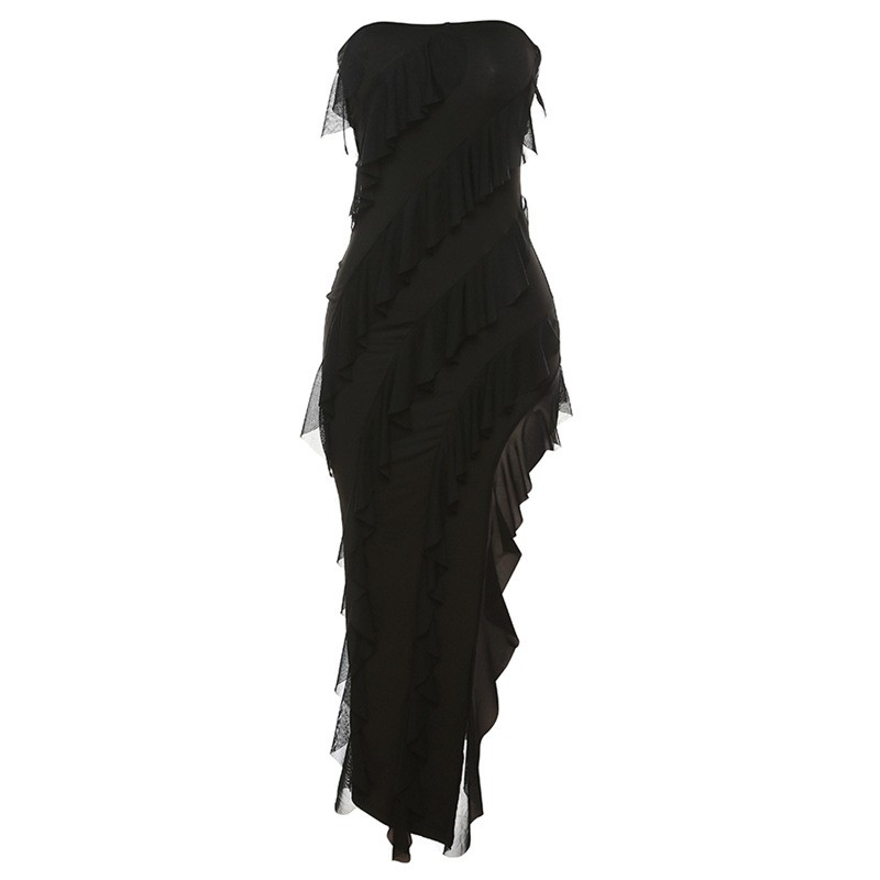 Vestido ajustado de verano con escote en V y abertura en la espalda para mujer