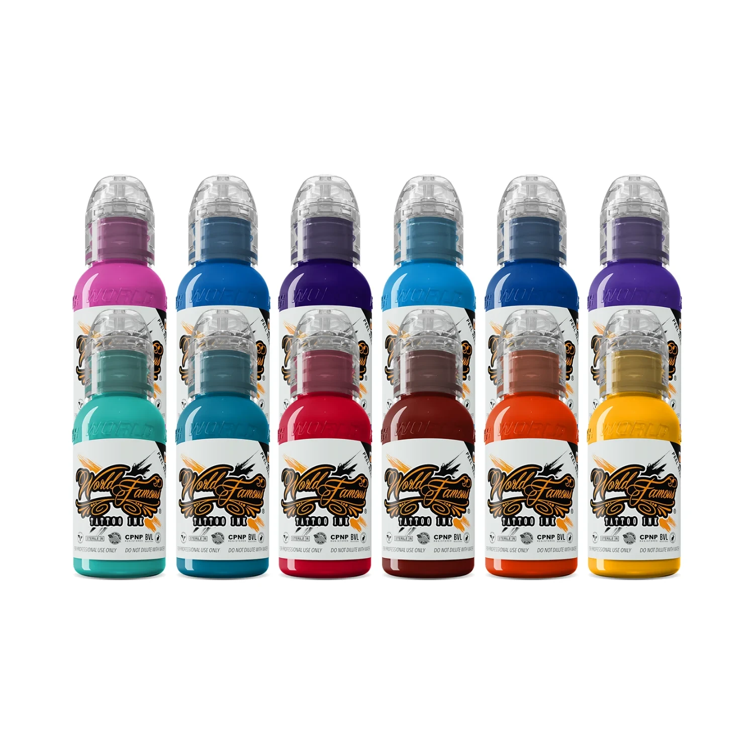 12 Color Primary Set #2 — World Famous Tattoo Ink — 1oz