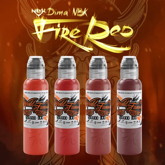 Dima NBK – Fire Red Set – World Famous Tattoo Ink – 1 oz