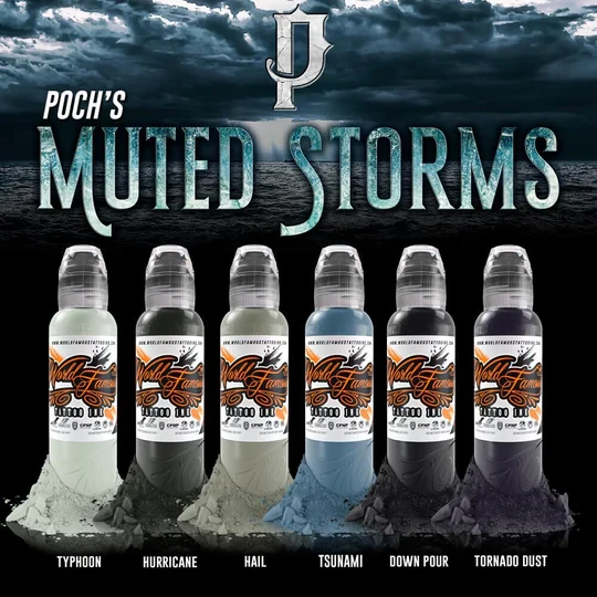 Poch’s – Muted Storms Set — World Famous Tattoo Ink — Pick Size