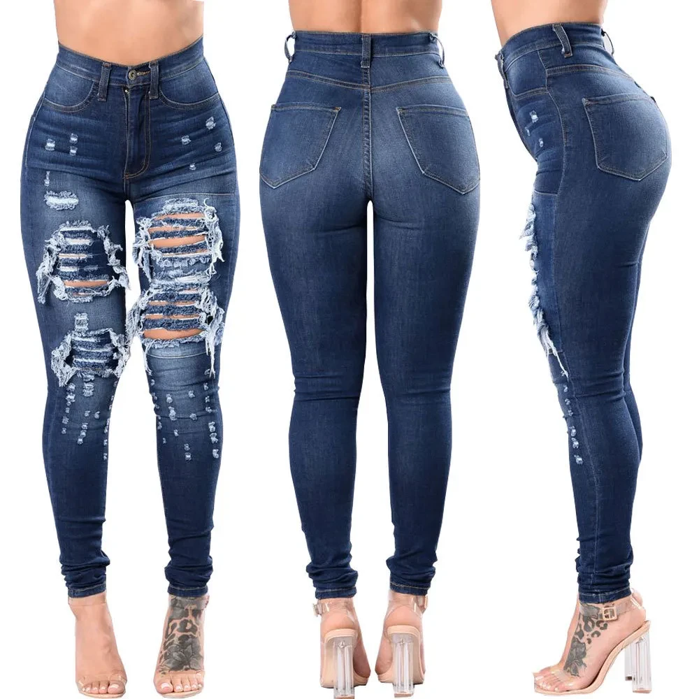 High Waisted Ripped Skinny Jeans