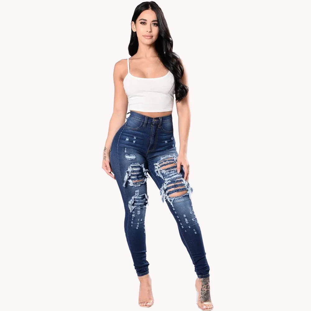 High Waisted Ripped Skinny Jeans