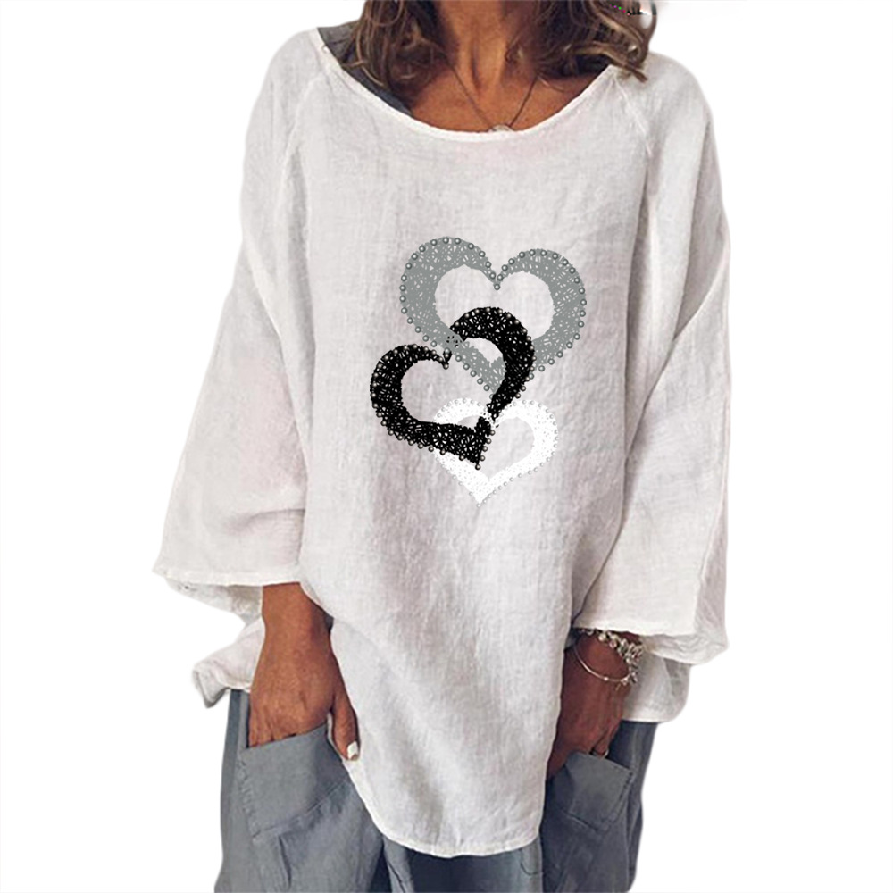 Top holgado con estampado de corazón para mujer