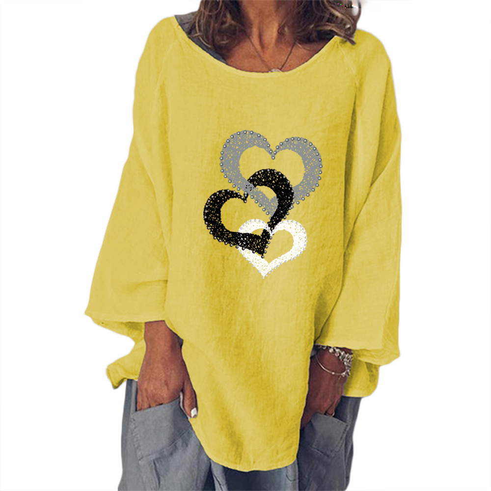 Top holgado con estampado de corazón para mujer