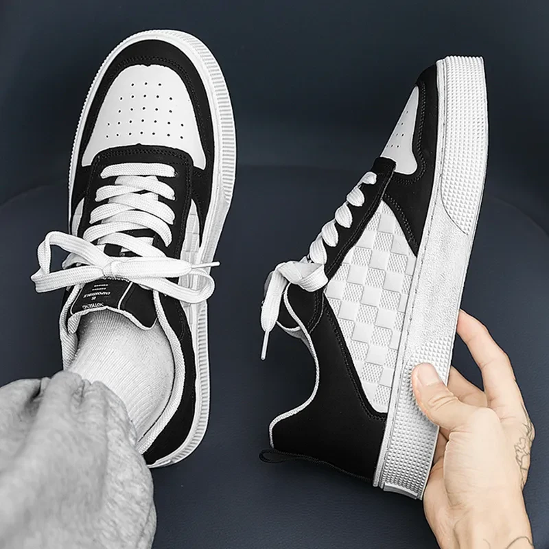 Zapatillas informales con cordones a cuadros para hombre