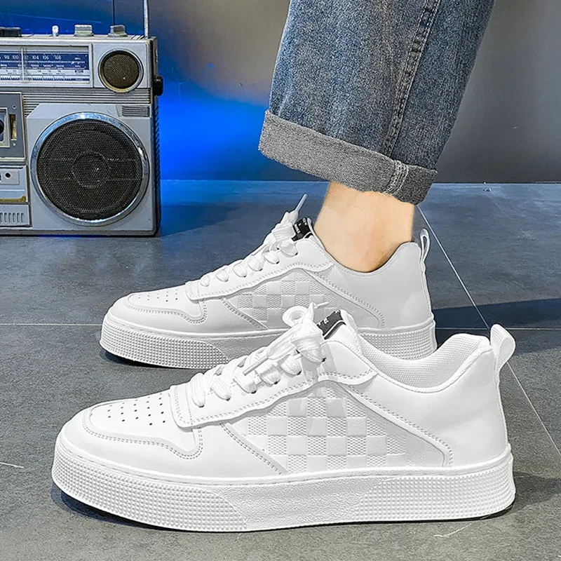 Zapatillas informales con cordones a cuadros para hombre