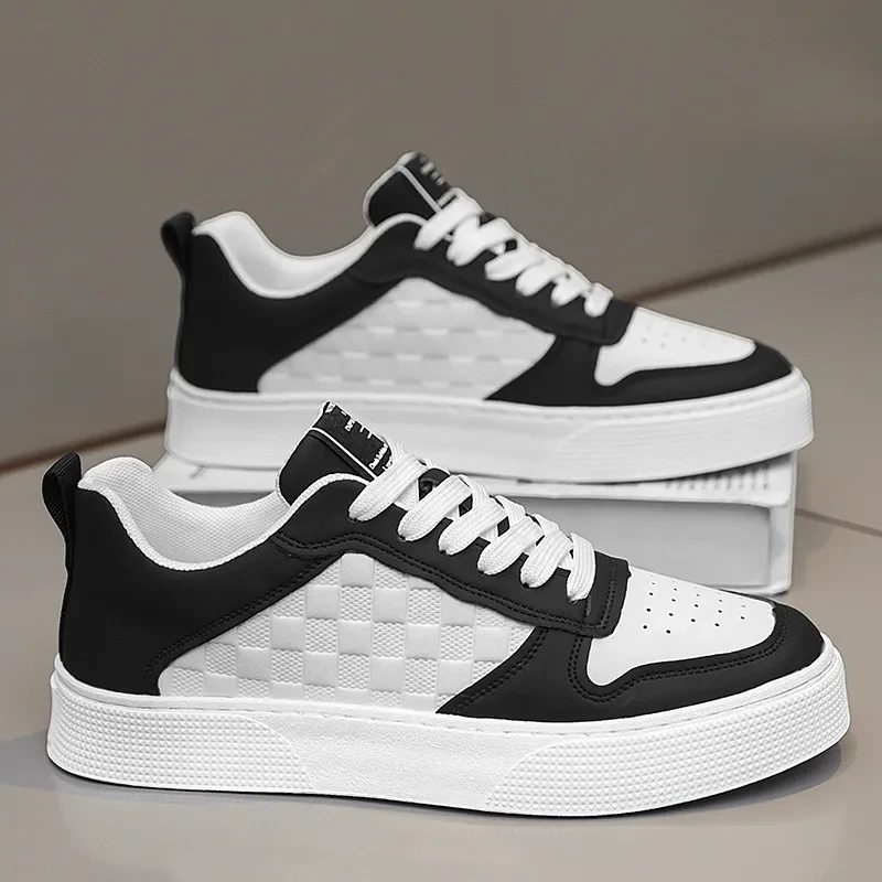 Zapatillas informales con cordones a cuadros para hombre