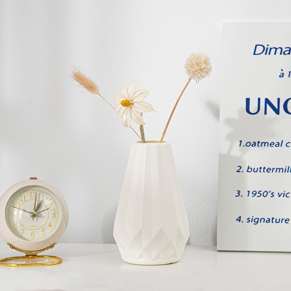 Jarrón de flores con forma de diamante: maceta de plástico de imitación de cerámica, estilo nórdico, moderno arreglo floral para sala de estar.
