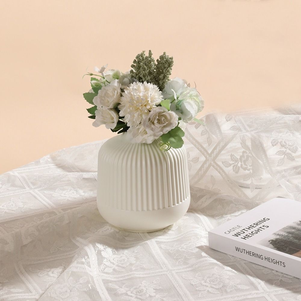 Jarrón de cerámica de imitación para flores, estilo nórdico, color liso, para decorar la sala de estar.