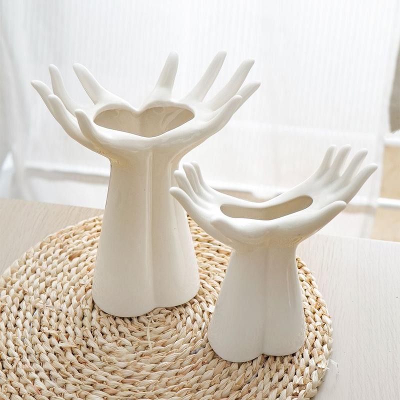 Jarrón de cerámica de estilo nórdico: moderno y creativo jarrón con arreglos florales para decoración del hogar, la oficina, el escritorio y la sala de estar.