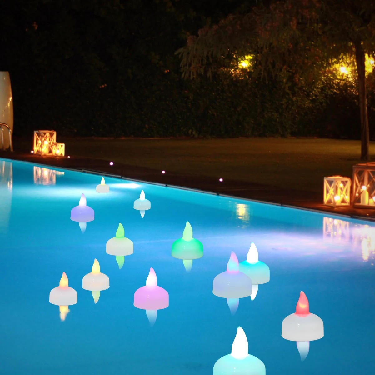 12 velas LED parpadeantes sin llama - Velas flotantes impermeables